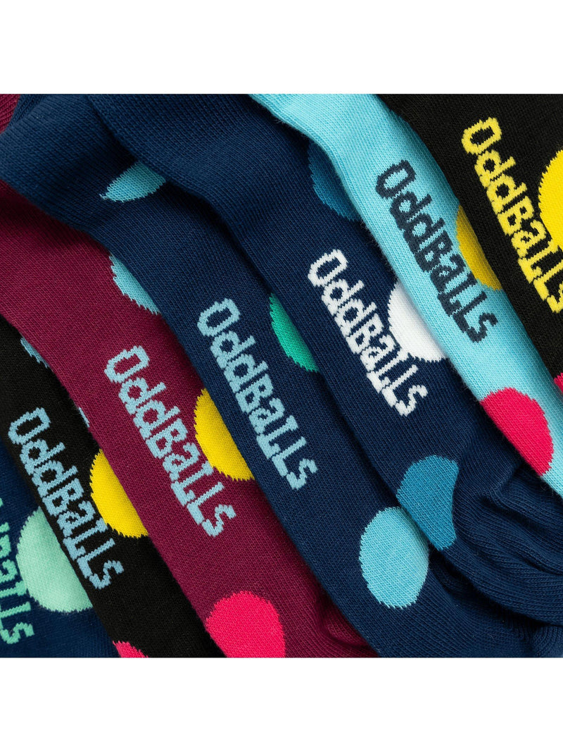 OddBalls cotton blend polka dot socks pack of 7, imported from the UK