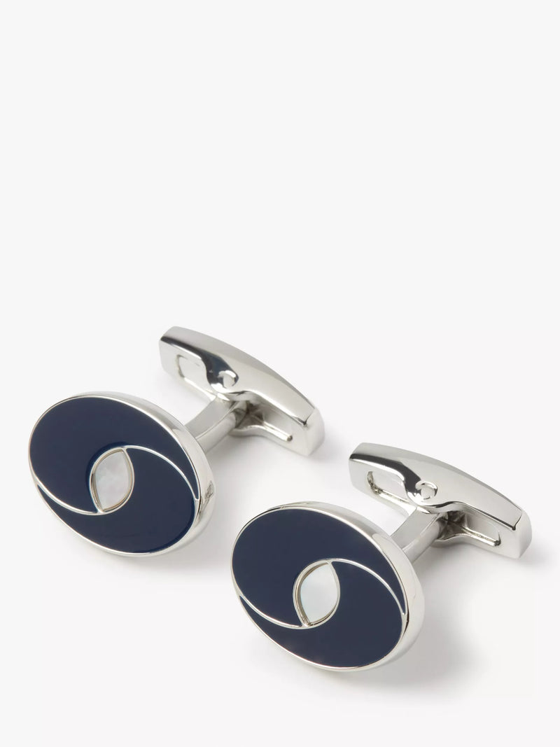 Simon Carter oval navy cufflinks - British product