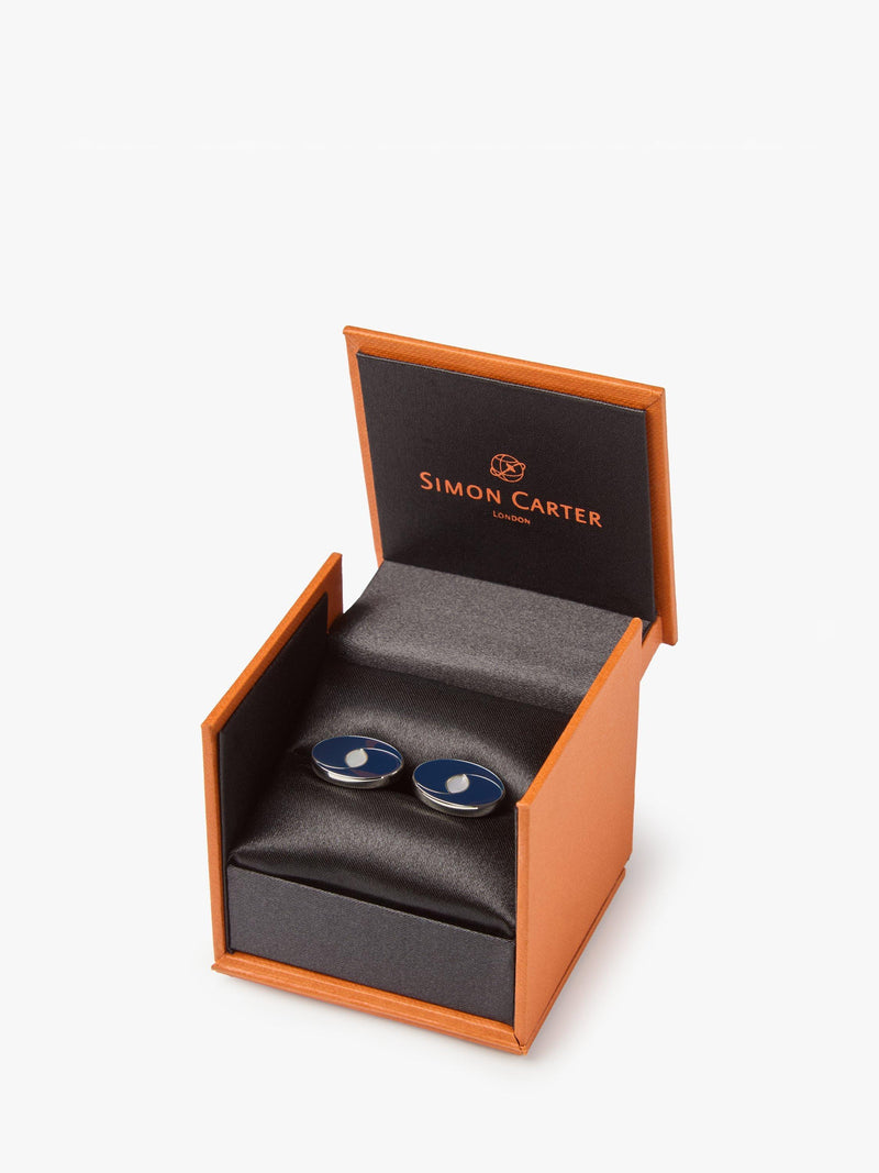 Simon Carter oval navy cufflinks - British product