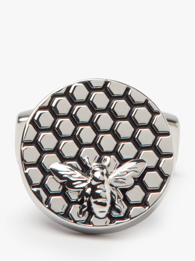 Simon Carter honey bee cufflinks, silver grey enamel, UK version