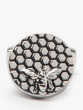 Simon Carter honey bee cufflinks, silver grey enamel, UK version