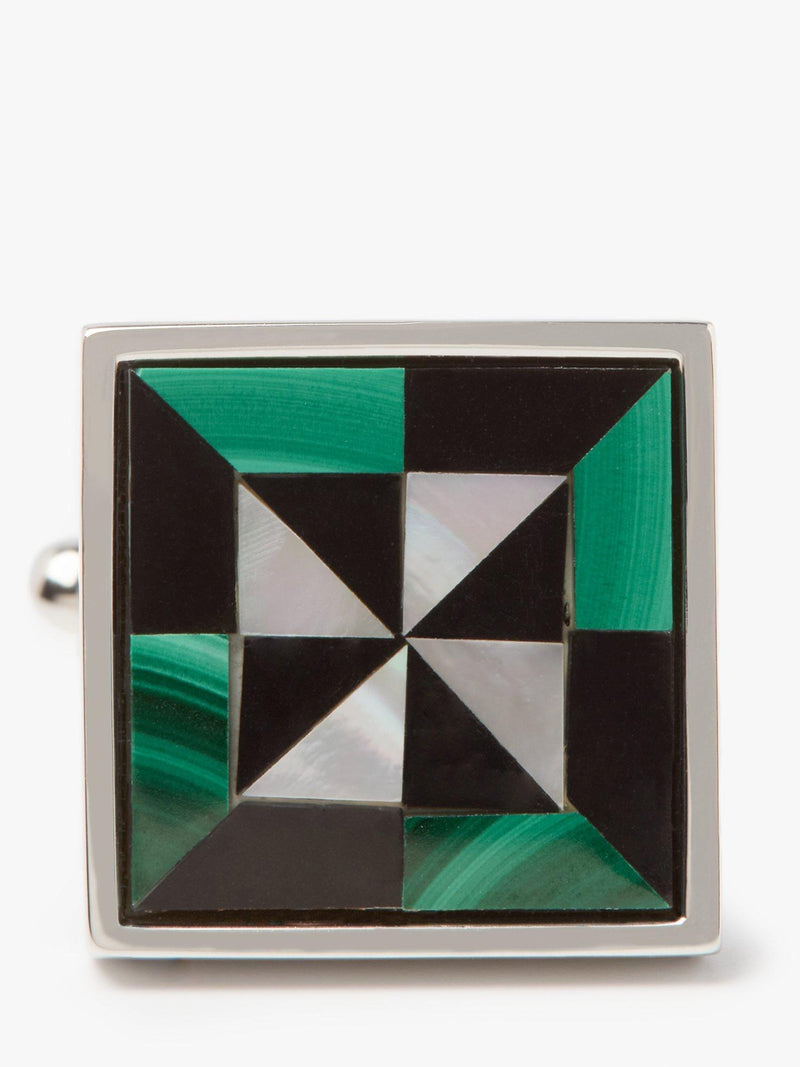 Simon Carter malachite onyx cufflinks square shape - British product