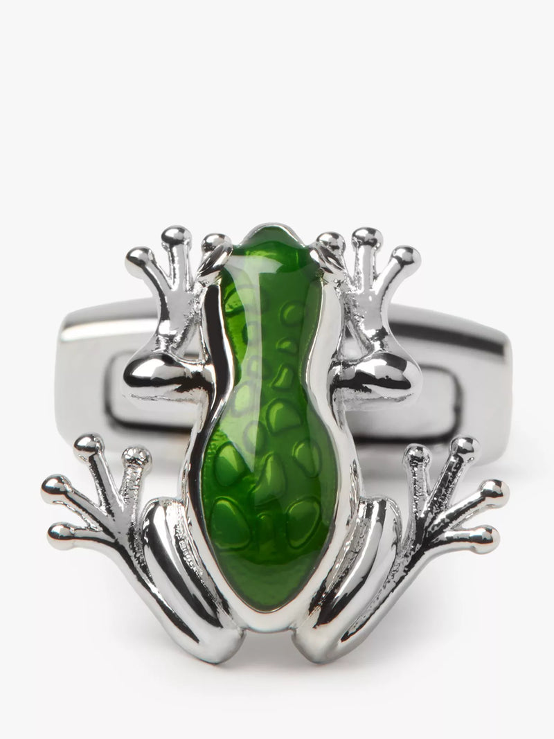 Simon Carter Tree Frog cufflinks in green, imported from the UK