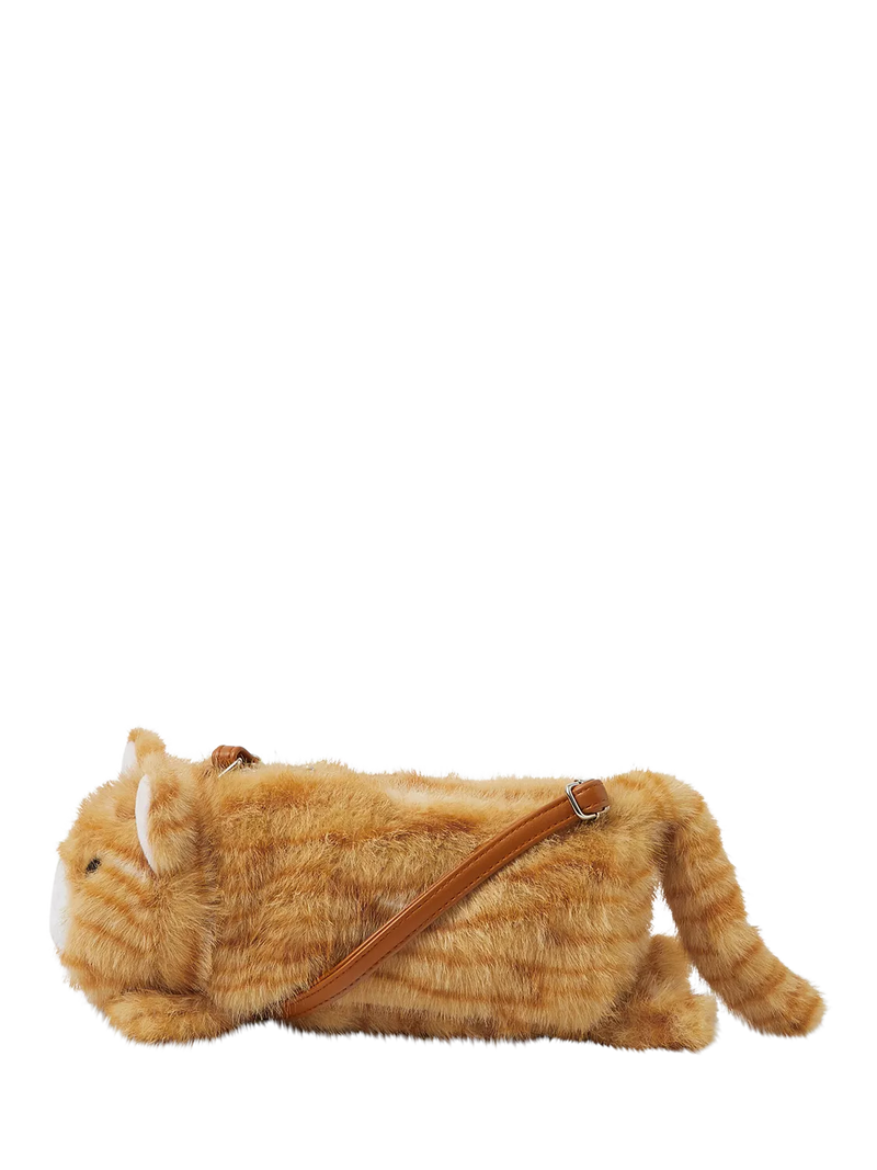 Angels by Accessorize furry cat crossbody bag orange - British product