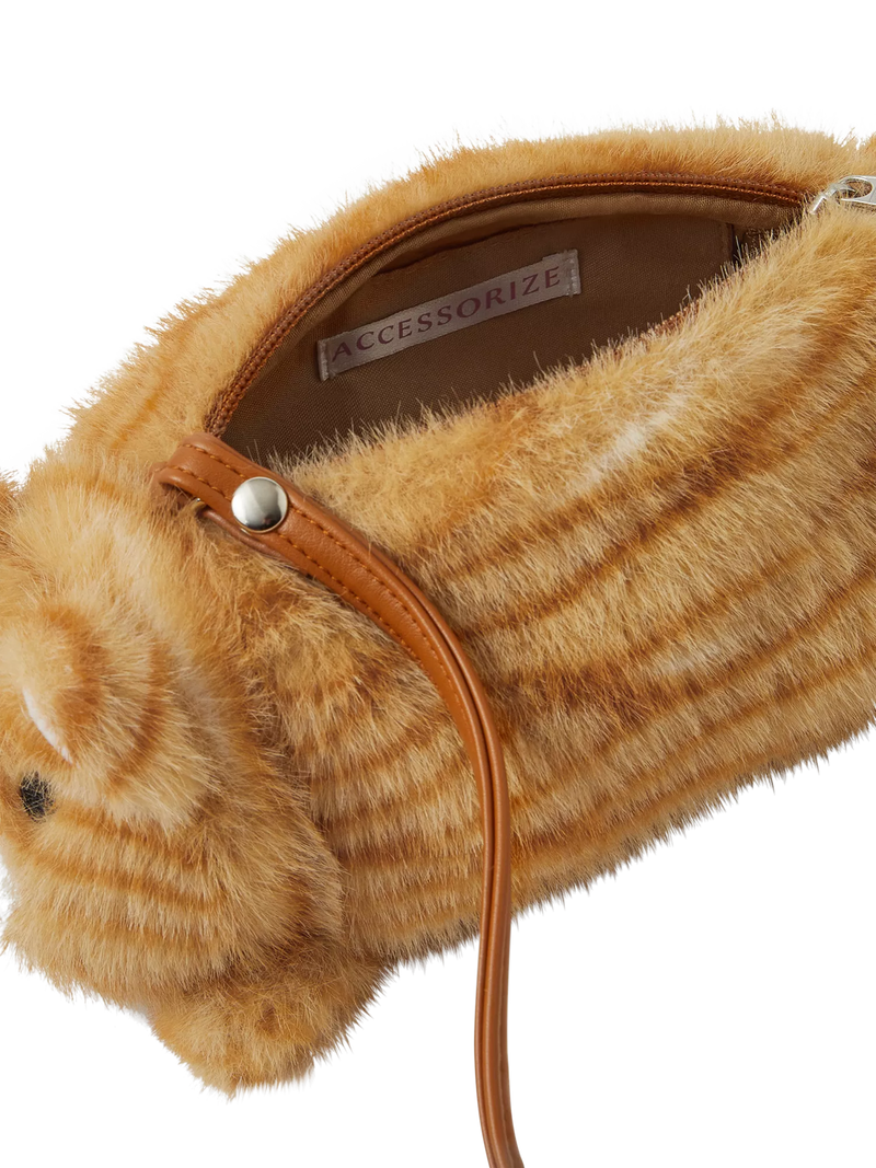 Angels by Accessorize furry cat crossbody bag orange - British product