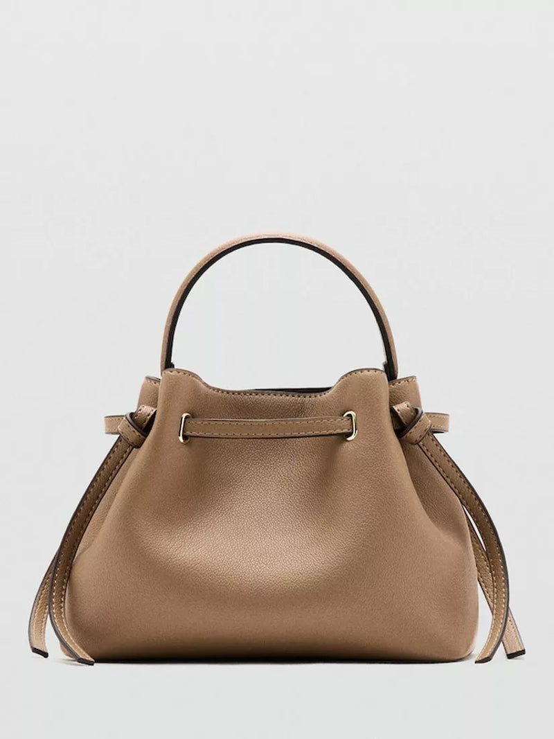 Mango convertible strap top handle bucket bag in camel - British product