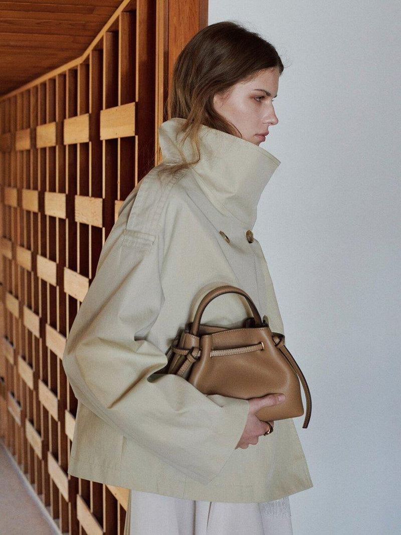 Mango convertible strap top handle bucket bag in camel - British product