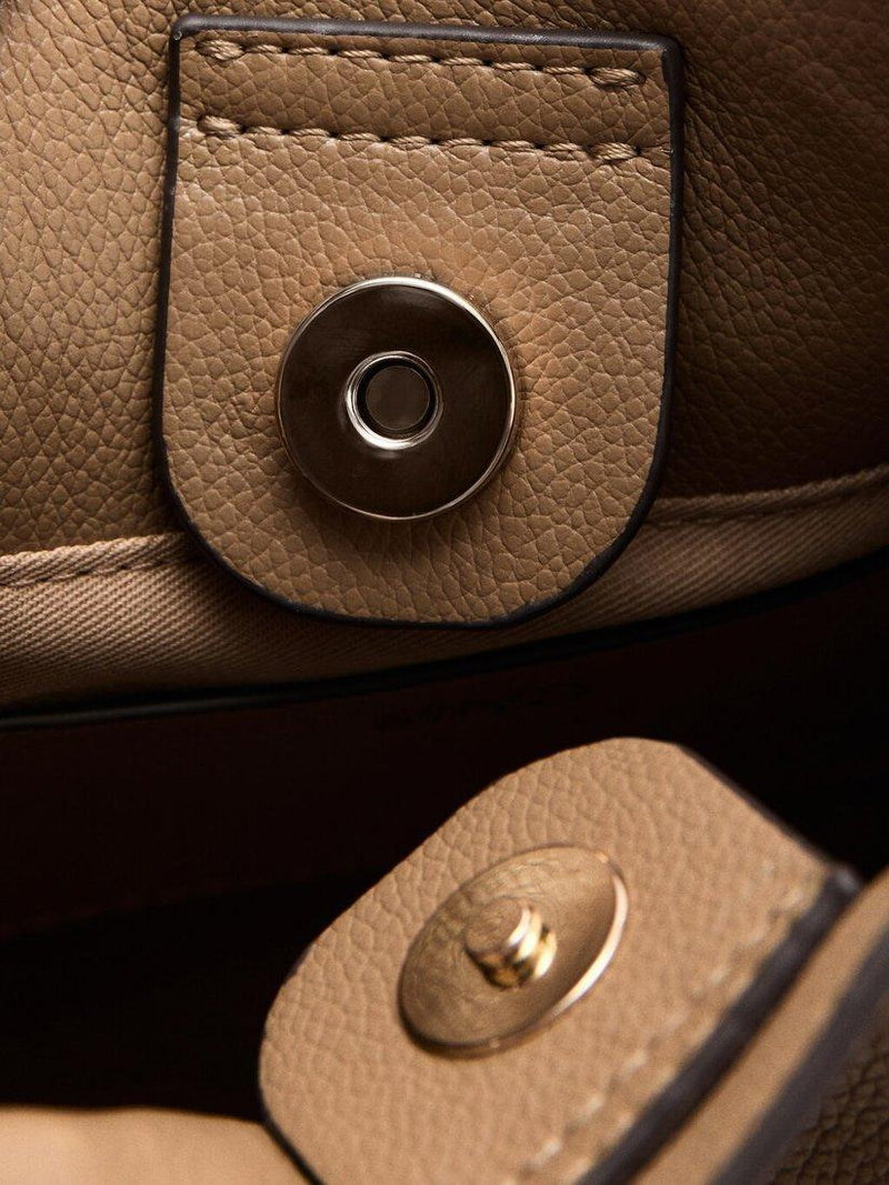 Mango convertible strap top handle bucket bag in camel - British product