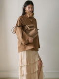 Mango structured tote bag Camel 26x19x19cm, imported from the UK