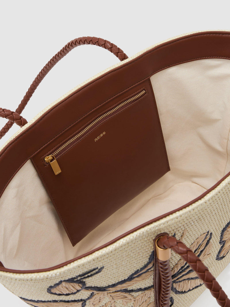 Reiss Rae Natural Floral Tote Bag - British product