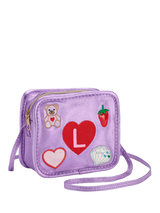 John Lewis Stych Kids' Initial Teddy and Heart Crossbody Bag Purple- Buy online at McGrocer
