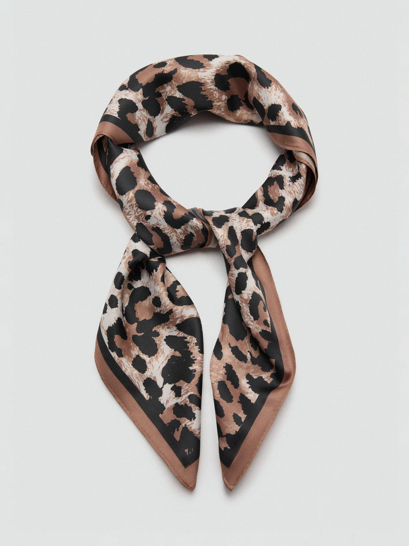 Mango scarf animal print brown 70x70cm (British brand)