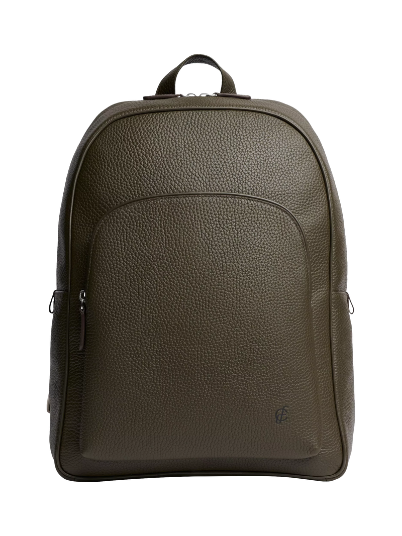 Carl Friedrik Ayrton Leather Backpack, Dark Olive