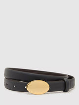 John Lewis Reiss Elora Leather Oval Buckle Belt, Navy- Buy online at McGrocer