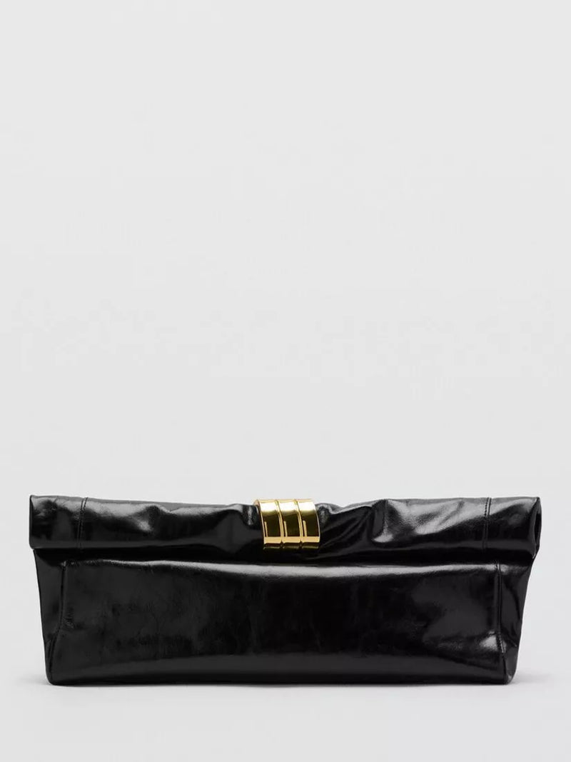 Mango black leather small clutch 15x10x10cm (British brand)