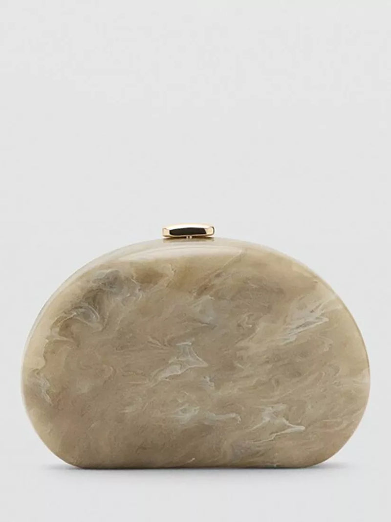 Mango marble effect clutch bag in stone, imported from the UK