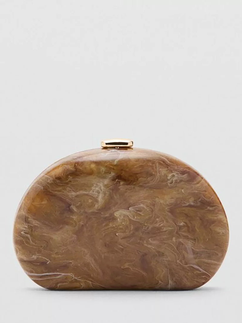 Mango oval clutch bag in Cognac marble effect - UK version