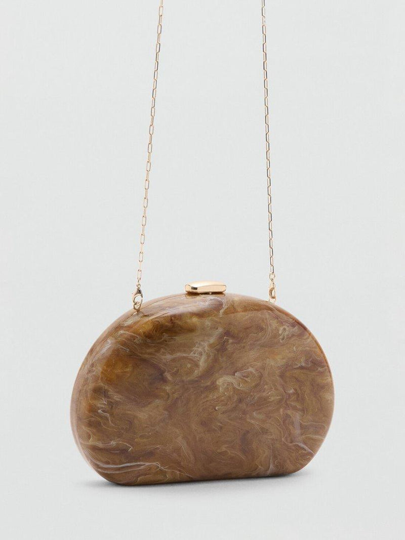 Mango oval clutch bag in Cognac marble effect - UK version