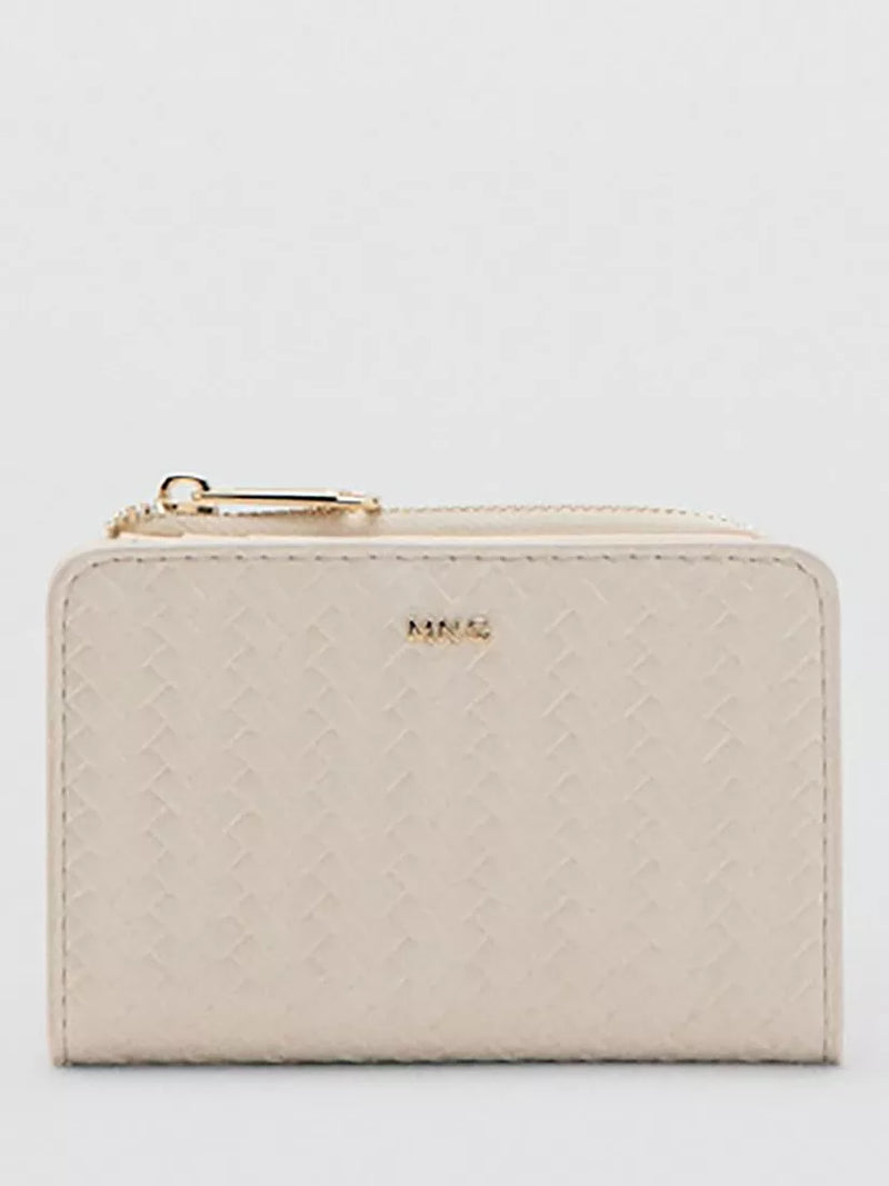 Mango braided texture compact wallet off white - British product