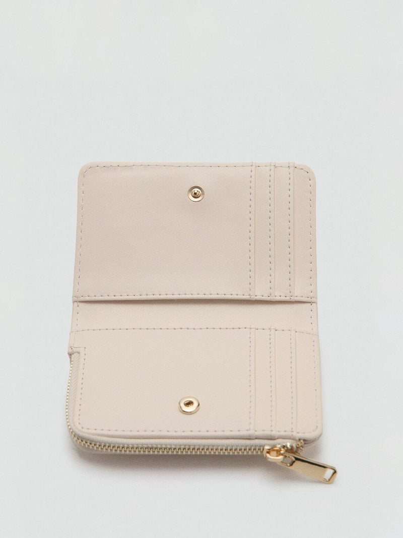 Mango braided texture compact wallet off white - British product