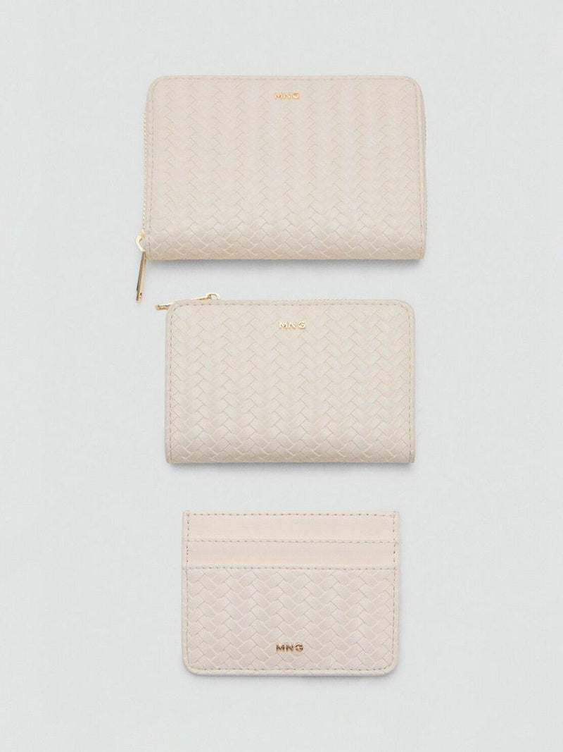Mango braided texture compact wallet off white - British product