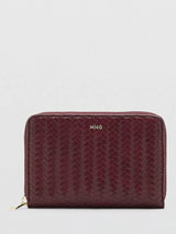 John Lewis Mango Woven Zip Around Compact Wallet Bordeaux- Buy online at McGrocer