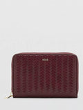 Mango woven zip around compact wallet in Bordeaux, imported from the UK