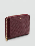 Mango woven zip around compact wallet in Bordeaux, imported from the UK