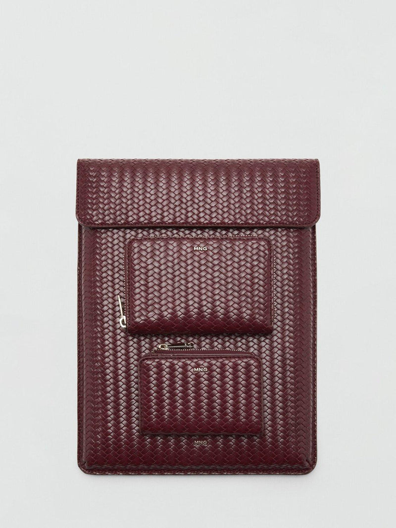 Mango woven zip around compact wallet in Bordeaux, imported from the UK