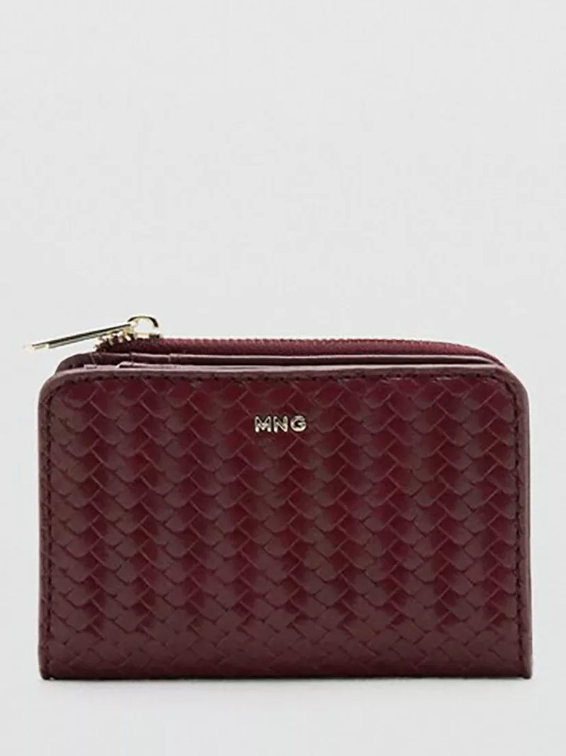 Mango Braided Texture Zip Compact Wallet