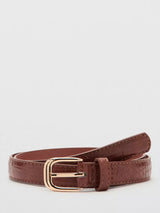 John Lewis Mango Slim Embossed Oval Buckle Belt, Brown- Buy online at McGrocer
