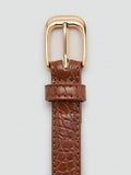 Mango belt slim embossed oval buckle brown - British product