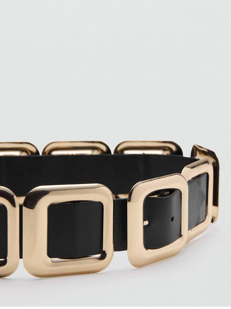 Mango black sculptural square link waist belt - British product