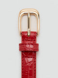 Mango skinny croc-embossed belt in red (British brand)