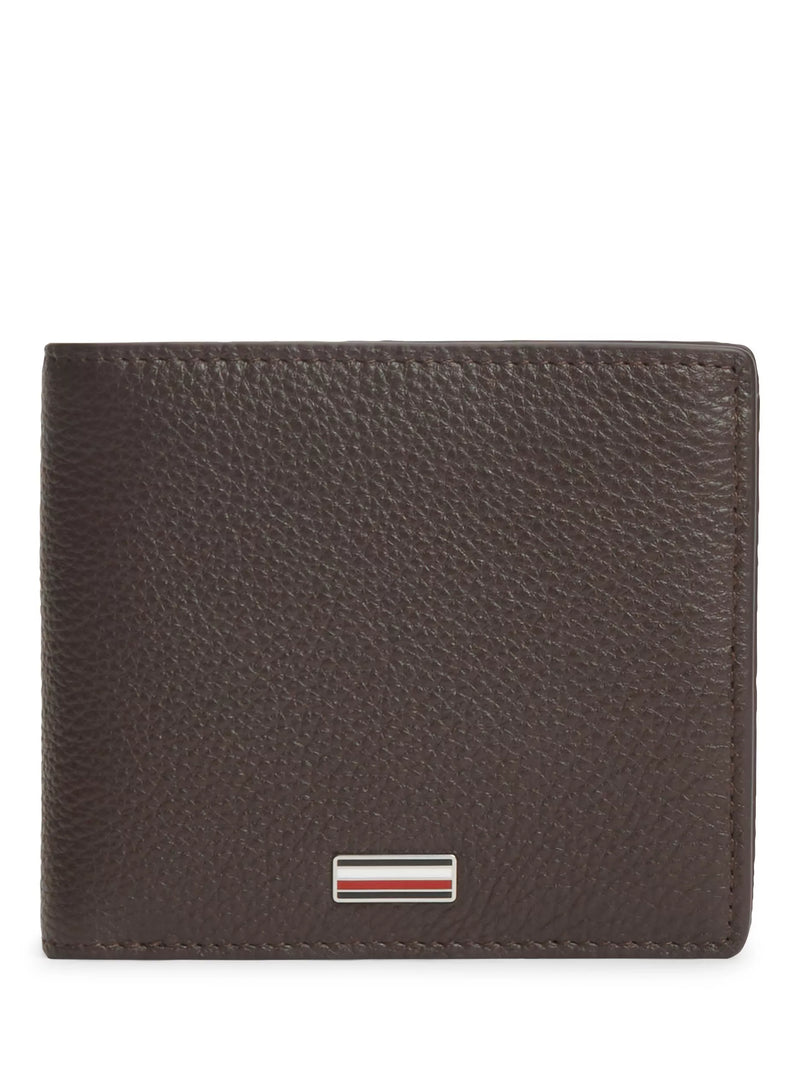 Tommy Hilfiger brown leather bifold wallet with pebble grain finish - British product