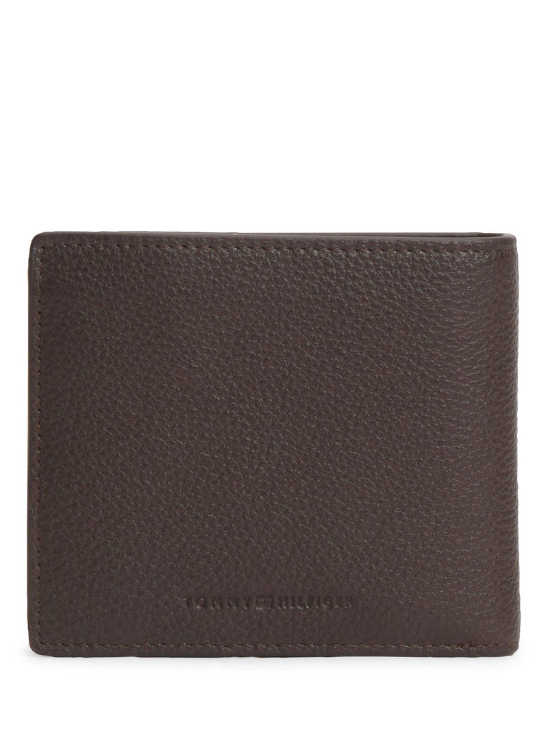 Tommy Hilfiger brown leather bifold wallet with pebble grain finish - British product
