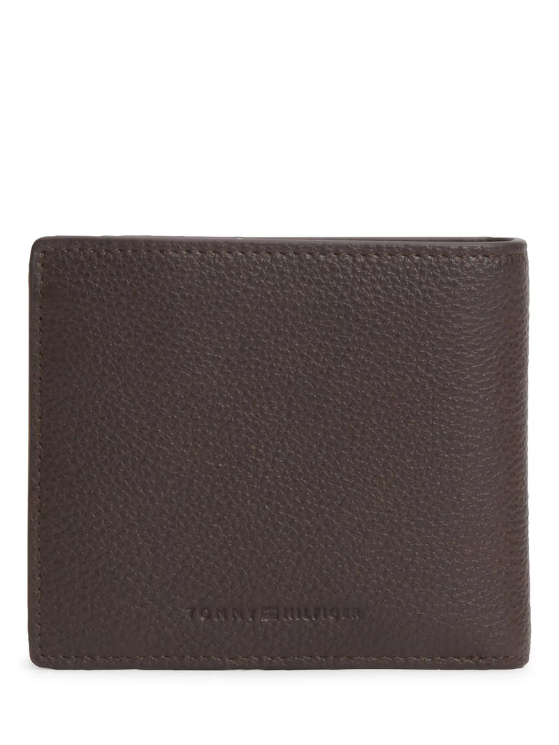 Tommy Hilfiger brown leather bifold wallet with pebble grain finish - British product