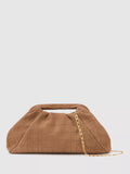 Reiss suede croc embossed clutch bag tan - British product