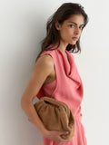 Reiss suede croc embossed clutch bag tan - British product