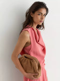 Reiss suede croc embossed clutch bag tan - British product