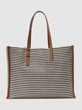 Reiss striped canvas tote bag navy off white, UK version