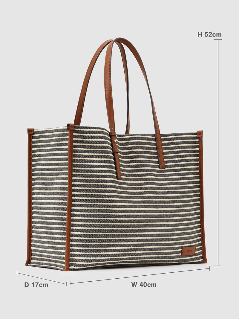 Reiss striped canvas tote bag navy off white, UK version