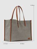 Reiss striped canvas tote bag navy off white, UK version