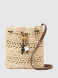 Reiss Esme raffia effect mini crossbody bag natural, imported from the UK