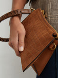 Reiss croc embossed top handle bag in tan, UK version
