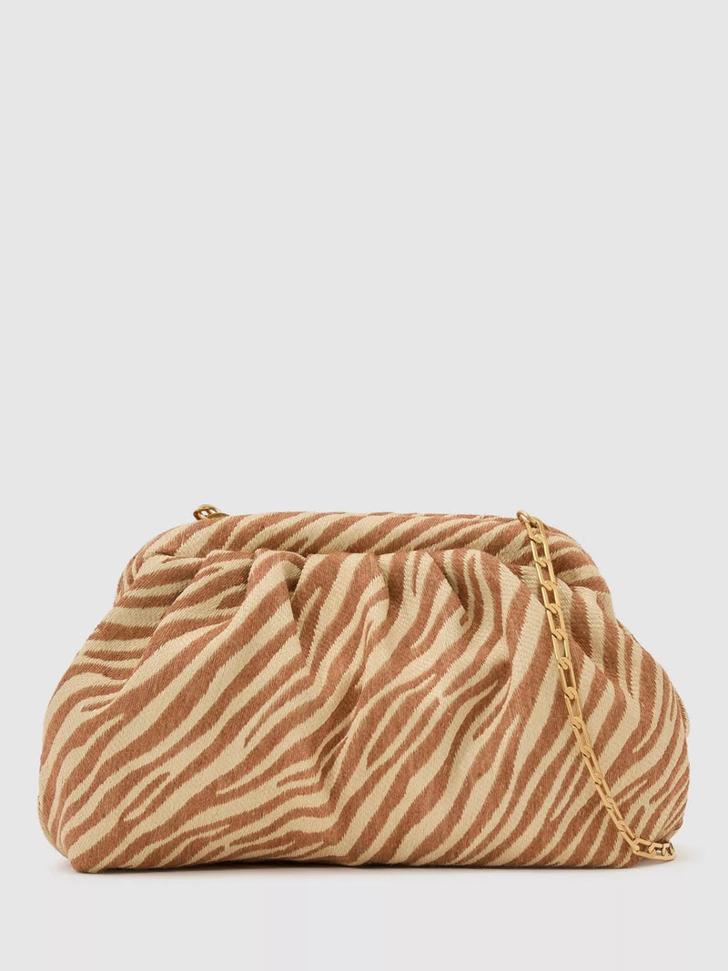 Reiss zebra print clutch bag natural tan (British brand)
