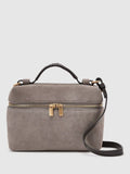 Reiss Ines suede vanity crossbody bag grey - British product