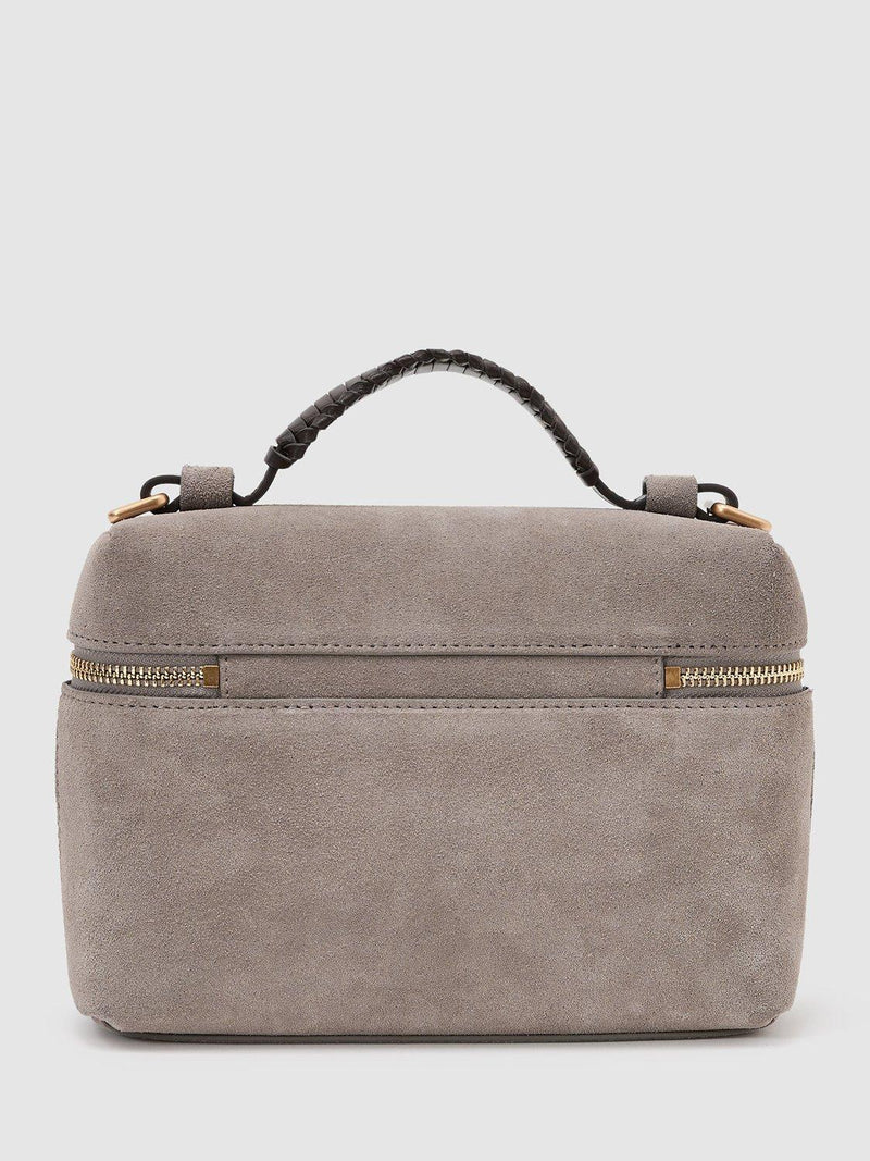 Reiss Ines suede vanity crossbody bag grey - British product