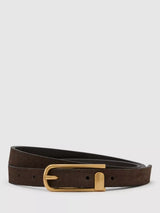 John Lewis Reiss Iris Suede Belt, Chocolate- Buy online at McGrocer