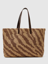 John Lewis Reiss Rosie Raffia Effect Zebra Print Tote Bag, Natural/Tan- Buy online at McGrocer